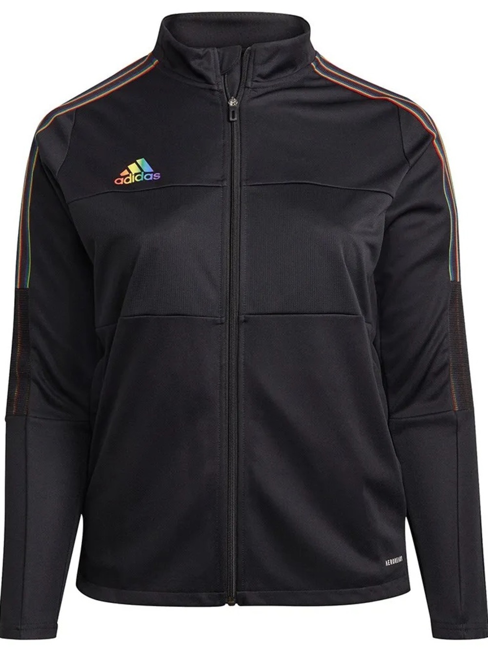 NEW adidas Tiro Pride Black Track Jacket with Rainbow Stripe Accents
